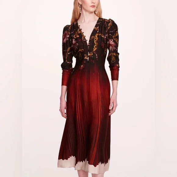 Marchesa | Dresses | Marchesa Rosa Red Black Viscose Georgette V Neck Midi Dress Size 4 Nwt | Poshmark Marchesa | Dresses | Marchesa Rosa Red Black Viscose Georgette V Neck Midi Dress Size 4 Nwt | Poshmark